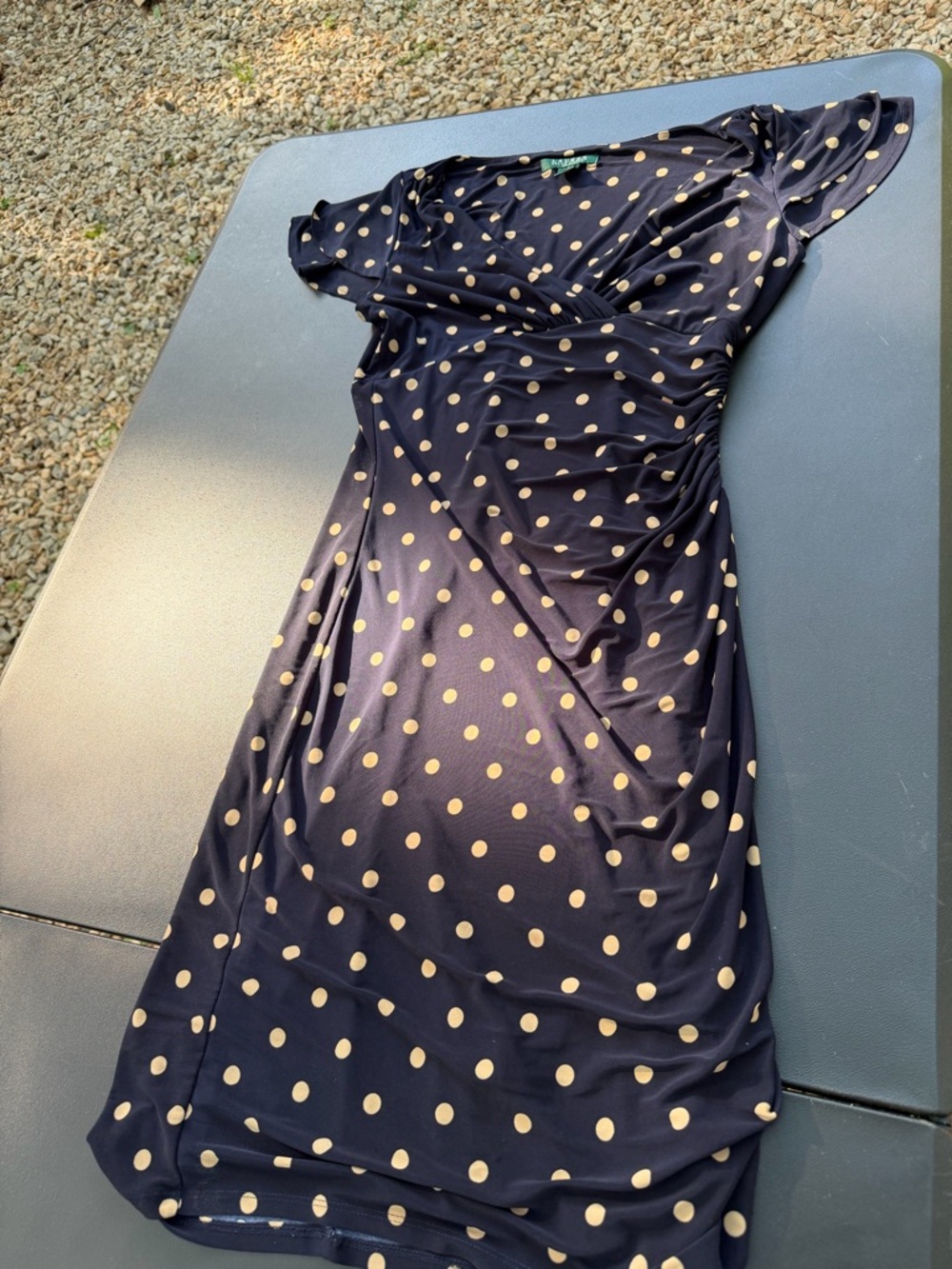 Ralph Lauren Navy Midi Dress with Cream Polka Dots